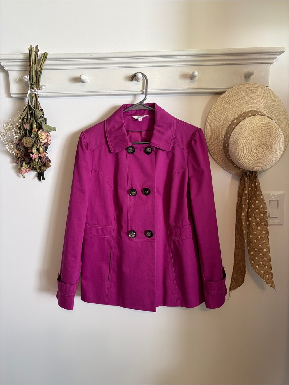 Marks & Spencer Bright Fuchsia Double-Breasted Trench Coat